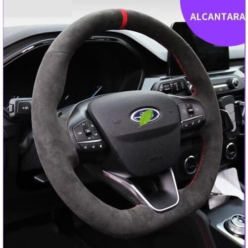 Real Alcantara hand-stitched steering wheel cover for Ford new mondeo edge focus fiesta suede high-end grip cover