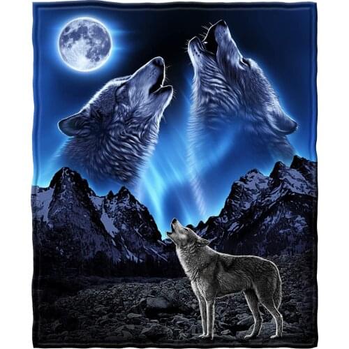 Wolves How ling Moon Super Soft Full Queen Size Fleece Blanket Coral Fleece Blanket For Bedroom Nap Blanket Super Soft Cozy