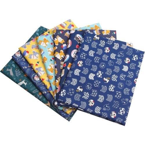 Cotton Fabric By The Meter Cartoon Cats and Dogs Pattern Designer Fabrics Sewing Suppplies Diy Dress Making Material 45*150cm/pc
