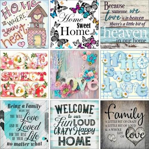 Huacan Full Square Diamond Painting Home Sweet Home 5D DIY Diamond Embroidery New Arrival Craft Kit