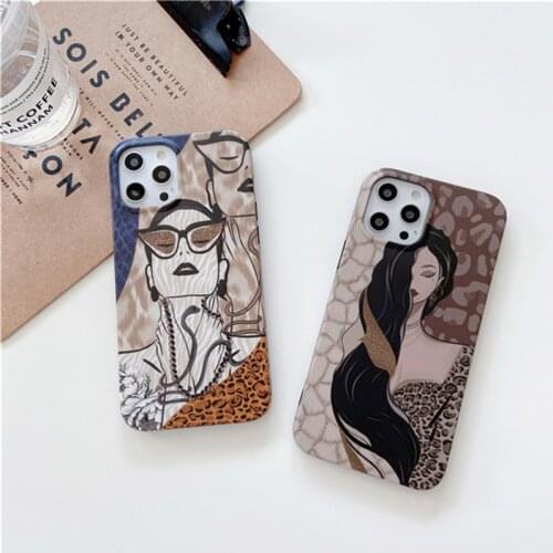 Personality Female Leopard Print Case For iPhone 11 12 Pro XS Max 12 Mini 7 8 Plus X XR SE 2020 Soft IMD Camera Protection Shell