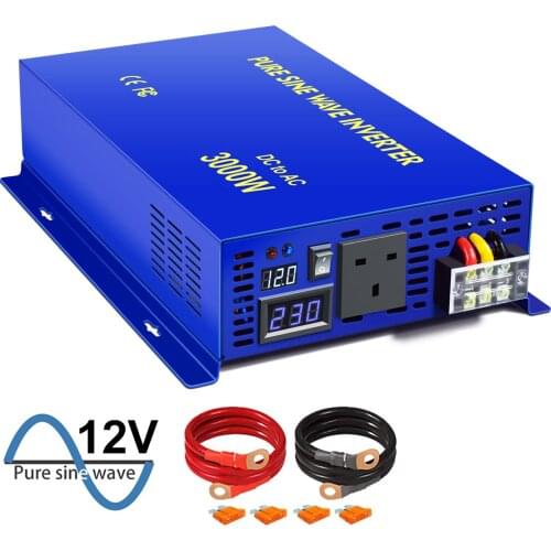 3000W Peak Pure Sine Wave Solar Power Inverter 24V to 220V 1500W Inverters Converters Power Supply 12V/24V DC to 120/230/240V AC