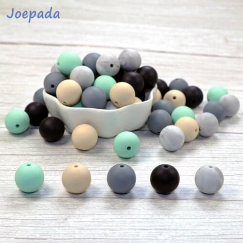 Joepada 30Pcs 9/12/15mm Bpa Free Silicone Beads Food Grade DIY Baby Pacifier Chain Toy Baby Teether Silcone Teething Beads