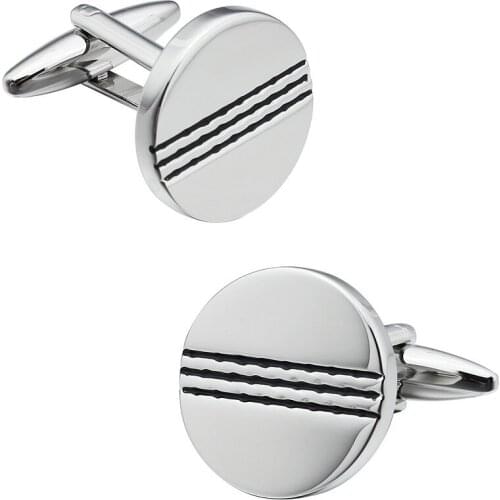 HAWSON Round Cufflinks with Black Enamel Mens French Shirt Cuff Links Simple Clothing Accessories Buttons with Box