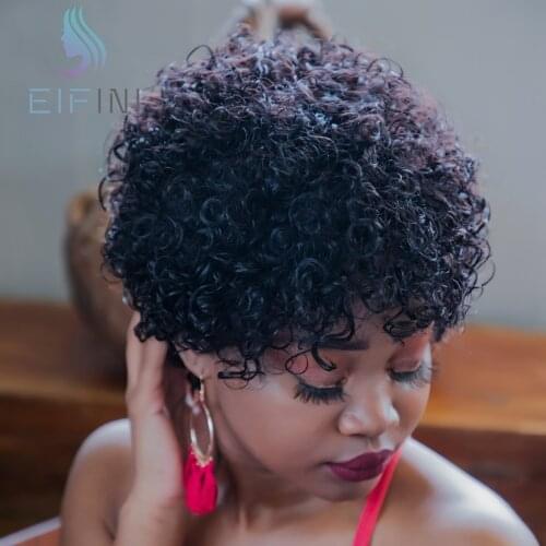 Kinky Curly Pixie Cut Human Hair Wigs Glueless Brazilian Remy Curly Bob Short Human Hair Wigs For Black Women Bob Wig Cheap Wig