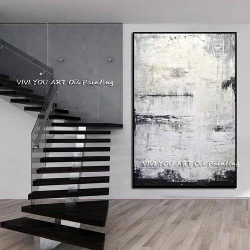 2020 Minimalist Picture Creative Imagine Black White Canvas Painting Abstract Hand-painted Wall Art Living Office Bedroom Decor