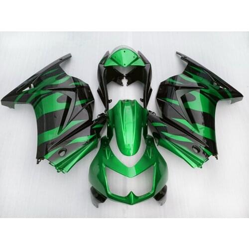 Green Flames Black Injection Motorcycle parts for Kawasaki Ninja 250R fairing kit 2008-2014 set 250r 08 09 11 12-14 GJ10