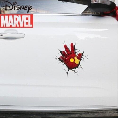Disney Home Decoration Stickers Motorcycle Stickers Marvel Iron Man Car 3D Stereo Simulation Cracked Car Stickers
