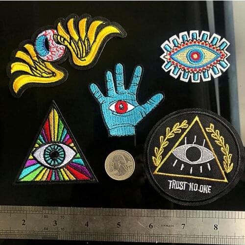 Eye Totem Embroidered Cloth Patch Egypt Triangle All Seeing Eye God Eye Iron on Clothing Patches Appliques DIY Sewing Supplies