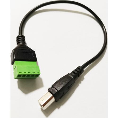 NCHTEK USB 2.0 B Male Plug to 5 Pin/Way Female Bolt Screw Shield Terminals Pluggable Type Adapter Cable/Free Shipping/1PCS