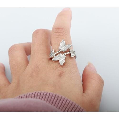New Trend Punk Rings Geometry Charm Butterfly Opening Adjustable Jewelry For Women Wedding Party Exquisite Ring Valentines Gifts