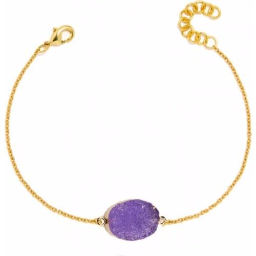 New Hot New Natural Stone Bracelet Irregular Resin Gold Jewelry Unisex 6 pcs