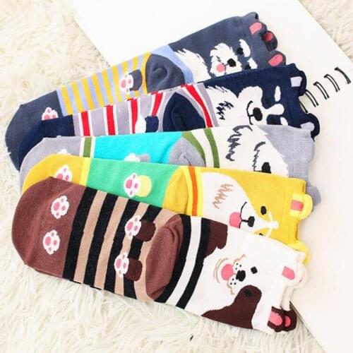 Wholesale High-quality Novelty Lovely Small Animals Maiden Socks Combed Cotton Kawaiis Dog Striped Sock 5 Colors