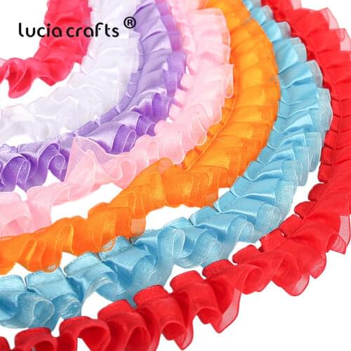 5yards/7yards 25mm Pleated Lace Trim Ruffle Edge Ribbons Patchwork DIY Sewing Collar Wedding Dress Garment Accessories X0405