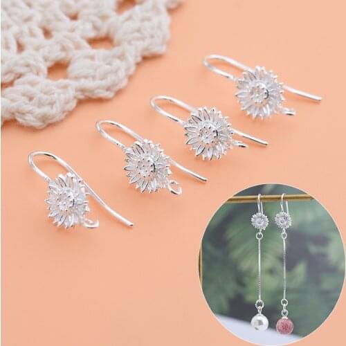 925 sterling silver DIY jewelry accessories plain silver daisy ear hook handmade homemade earrings semi-finished material access