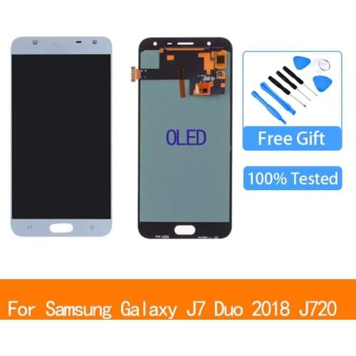Super AMOLED Lcd For Samsung Galaxy J7 Duo 2018 J720 J720F SM-J720F SM-J720M LCD Display Touch Screen Digitizer Assembl