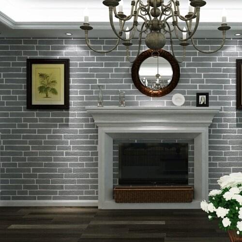 Thickened Simple 3D Embossed Brick Wallpaper Flocked Non-woven Wall Paper for Bedroom Living Room TV Background 10MX53CM
