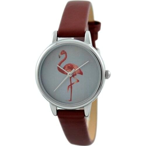 Ladies Flamingo Watch Brown Band Free Shipping Worldwide