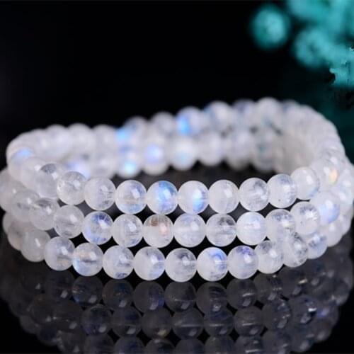 100% Natural Moon Stone Beads AA Quality 5 mm 7 mm Round Smooth 53 cm Long Woman Bracelet Necklace Drop Shipping