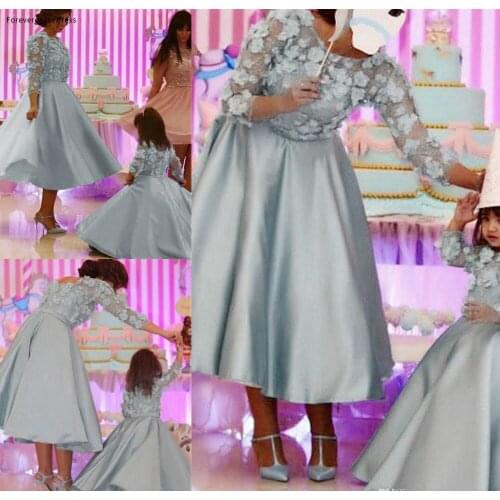 2019 Elegant Tea Length Mother Dresses Formal Godmother Women Wear Cocktail Party Guests Gown Plus Size