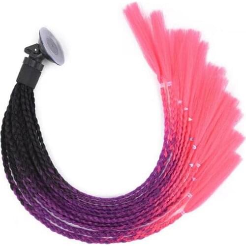 2021 New Motorcycle Helmet Hair Eye-catching Individual Motorcycle Ponytail Twist Dual Pigtail Ponytail With Sucker Bow With
