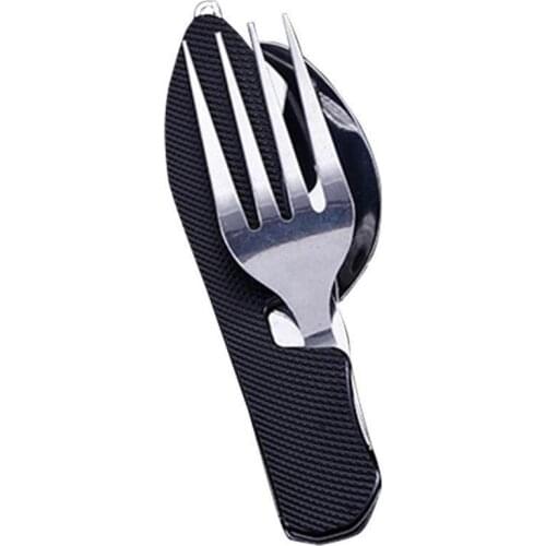 3In1 Outdoor Camping Tableware Cooking Supplies Multi Combined Fork Detachable Spoon Folding Function Tools Portable Set Kn E3C6