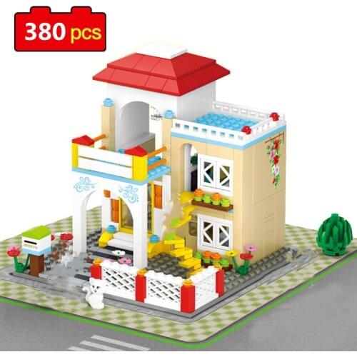 380pcs Girl Friend Sweet Home Building Blocks City Street View Brick Model Building Toys For Children Kids Creative Xmas Gift