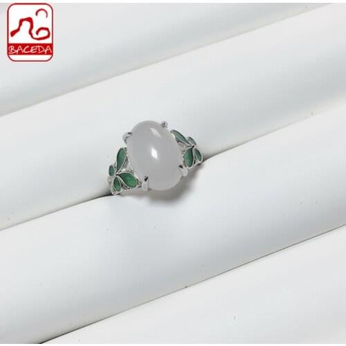 Baceda Protect health Speed up healing Jade Ring Silver S925 100% Natural With Certificate and With Gift Box Package New arrival