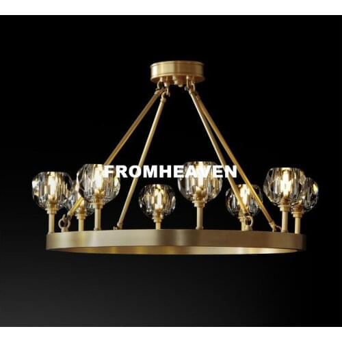 Free Shipping Modern Crystal Pendant Lights Brass Ball Pendant Lamp for Living Room Restaurant Bar Cafe Home Lighting Fixtures