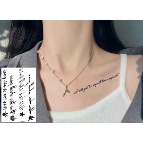 Waterproof Black Infinity Tattoo Feather Bird Women Body Hand Art Drawing Temporary Tattoo Stickers Men Finger Tatto Small Paste