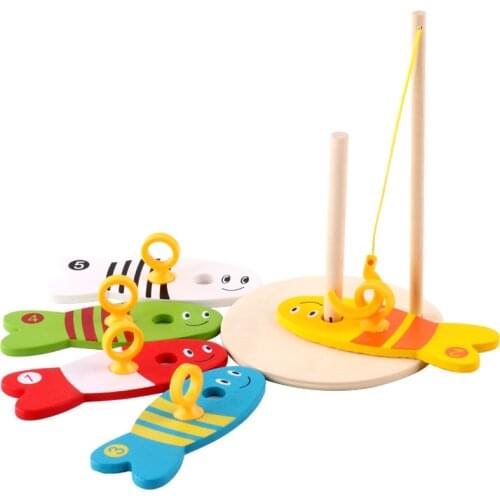 Children Wooden Fishing Toys Early Learning Sets Interactive Kids' Floor Games Montessori Wood Blocks Fun Kindergarten Supplies