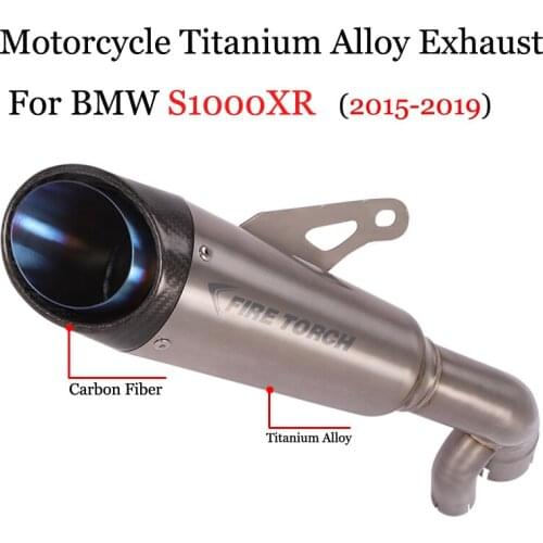 Titanium Alloy Slip On For BMW S1000 S1000XR 2017 2018 2019 Motorcycle Exhaust Carbon Fiber Escape Modified Mid Middle Link Pipe