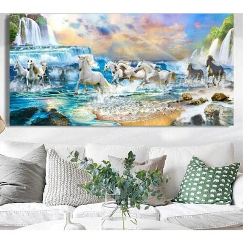 Home Decor 5D Diamond Horse Embroidery Painting Full Round Drill Pentium Cross Stitch Landscape Picture Handmade Gift Wall Art