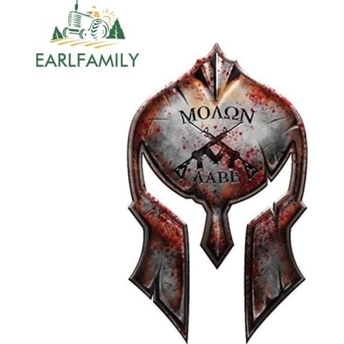 EARLFAMILY 12cm x 7.2cm Molon Labe Spartan Helmet Decal Gun Rights Sticker 2nd Amendment AR15 Military Car Stickers