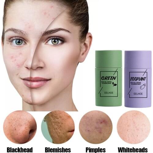 EELHOE Purifying Stick Mask Oil Control And Anti-acne Eggplant Solid Fine Control Anti-Acne Mud Cream Beauty Facial Skin Care