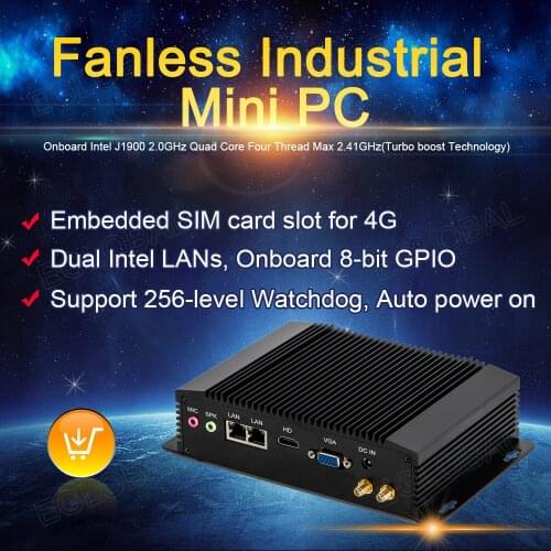 EGLOBAL G2 Industrial embedded pc IOT computer j1900 mini pc embedded SIM card slot for 4G