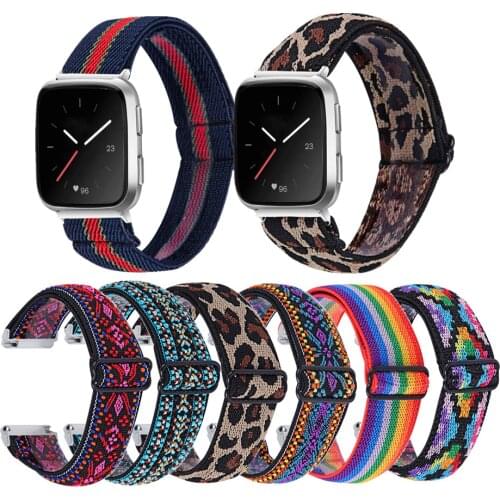 Elastic Nylon Loop Band for Fitbit Versa / Versa 2 / Versa Lite Smart Watch Band Colorful Woven Watch Strap Sport Loop Wristband