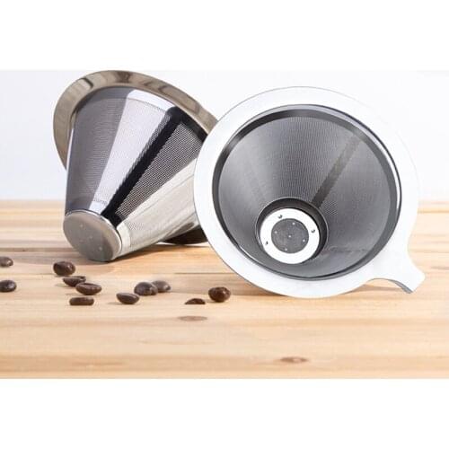 Coffee Filter Pour Over Tool Resuable Stainless Steel Wash Kitchen Cafe Tea Brew Drip Portafilter Cup Mesh Basket Dripper Holder