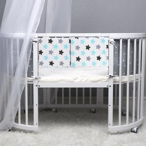 Cotton Baby Bed Crib Bumper Breathable Crib Bumper Pads Washable Padded Crib Liner Set For Baby Boys Girls Safe Bumper