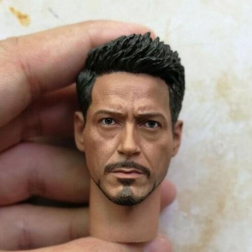 Delicate Painting Hot 1/6 Scale Tony Stark Head Sculpt Fit 12" Figure