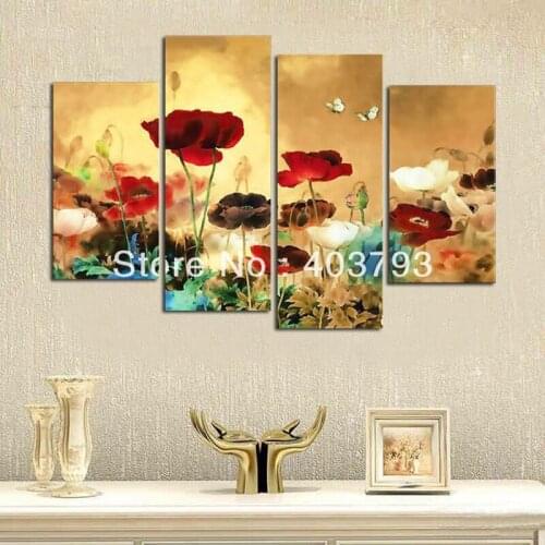 4Pcs/lot Modern Abstract Huge Wall Art Oil Painting On Canvas Water Ink Flower No Stretched Home Decor
