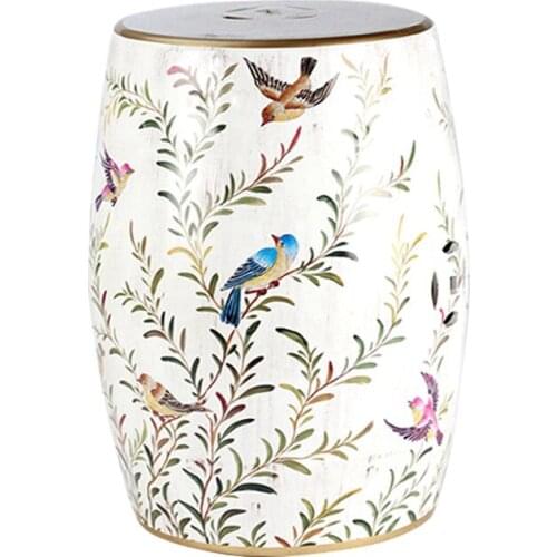 Jingdezhen Ceramic Modern White Flower And Bird Porcelain Drum stool Shoe Dressing Bathroom porcelain stool