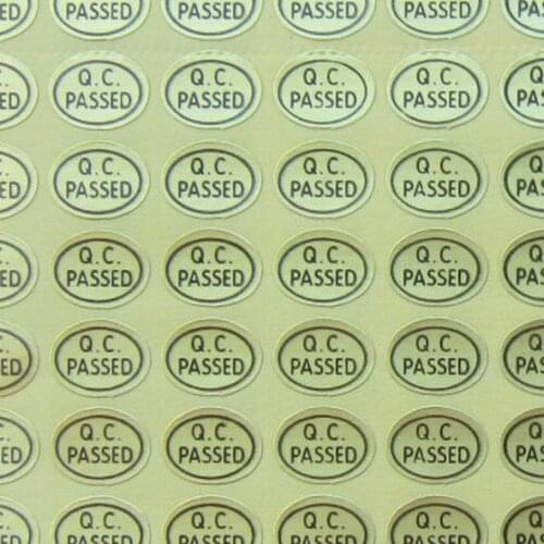 QC Adhesive Label Sticker Custom Label Sticker QC PASSED Stickers 900pcs/lot Gold Color Oval Security Label Warranty Label
