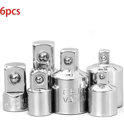 6pc Ratchet Wrench Socket Converter Head Sleeve Adapter 1/2 Big Fly To 3/8 Fly To 1/4 Steel 12.5mm Household Ratchet Wrench Hand