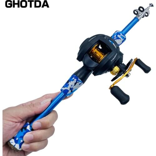 Super Quality Mini Short Fishing Rod With Reel Combo 1.3/1.5/1.8M Gear Ratio: 7.2:1 Baitcasting Fishing Reel Set