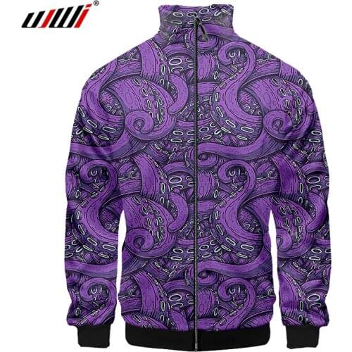 UJWI Men/Women Personality Trend Stand Collar Hoodie Hood Man Zipper Hoodies Jackets Long Sleeve Zip Up 3D Sweatshirts Tops