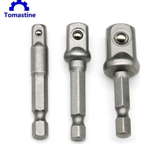 3 Pieces Socket Adaptor Set 1/4 3/8 1/2 Inch Cordless Hex Drill Bit Impact Hand Tools Screwdriver
