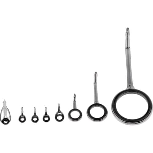 8pcs Spinning Fishing Rod Guides, Stainless Steel Frame Rod Eye Line Ring for Fishing Rod Building and Repair