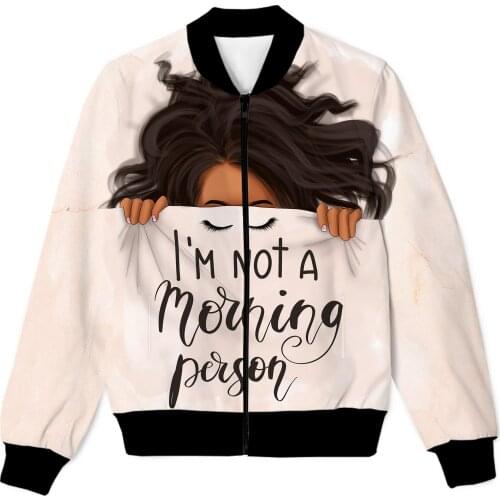 REAL American SIZE I'm Not A Morning Person Sublimation Print Zipper Up Jacket Plus SIze 4XL 5XL 6XL