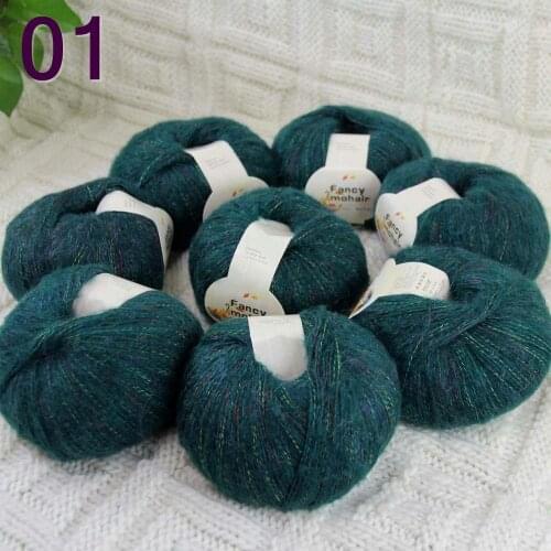 NEW Luxurious Soft 8balls*50g Crocheting & Knitting MOHAIR wool hand Yarn Knitting Rainbow Dark Green 823-01-8